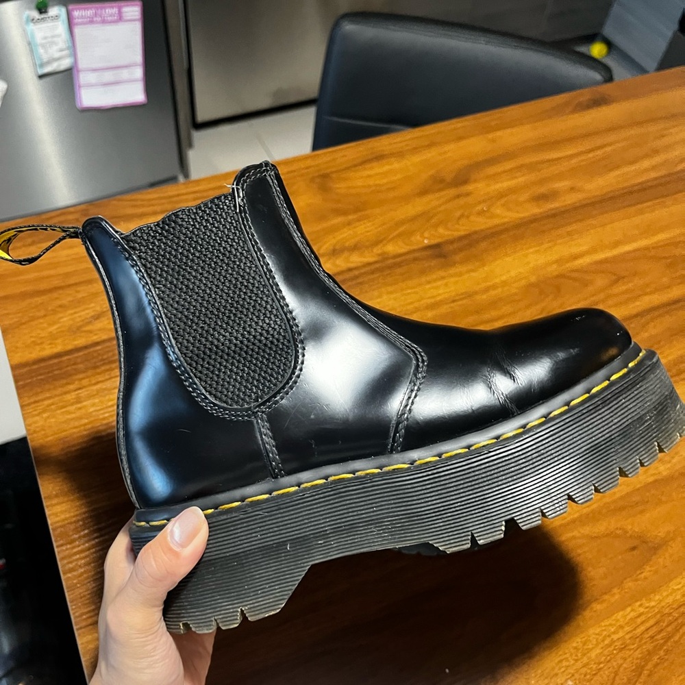 Dr. Martens Black Leather Platform Chelsea Woman